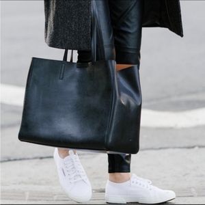 Banana Republic Larkin Large Black Leather Tote Shoulder Bag 🛍️